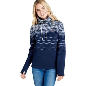 Vineyard Vines Fair Isle Sweater Fleece Relaxed Funnel Neck Shep Shirt